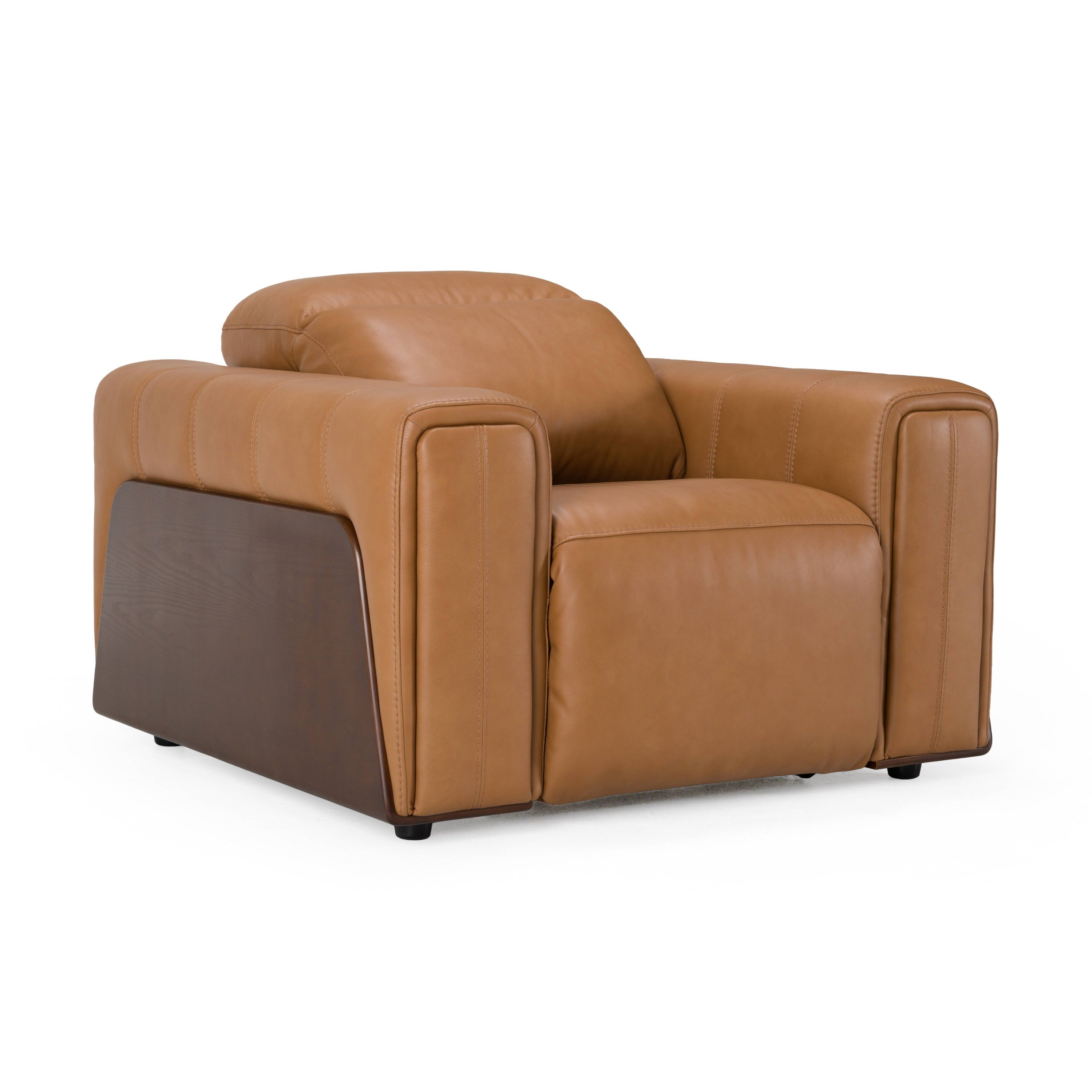 Divani Casa Sandstone - Modern Brown Leather Electric Recliner Chair