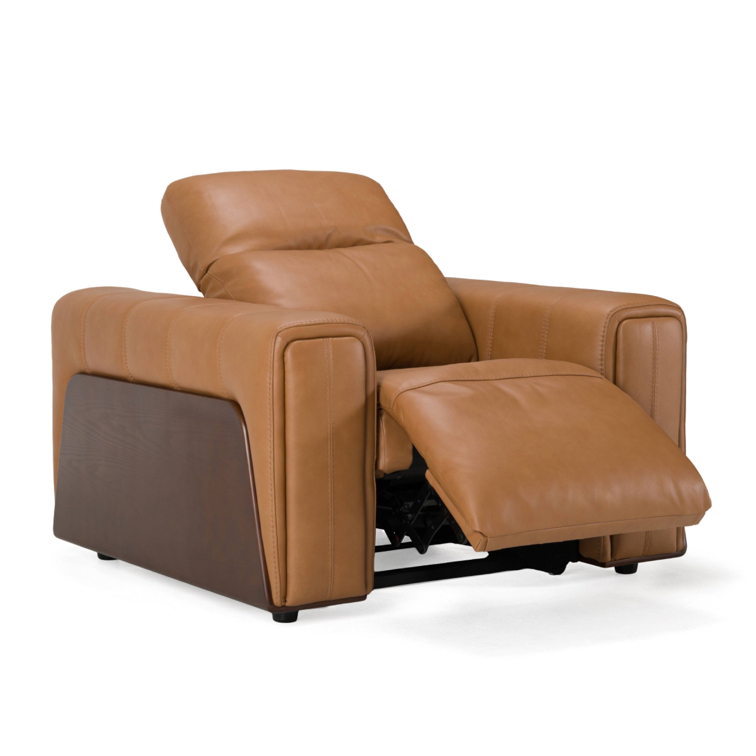 Divani Casa Sandstone - Modern Brown Leather Electric Recliner Chair