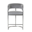 Modrest Sebastian - Modern Grey Fabric + Stainless Steel Counter Chair