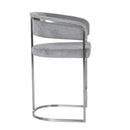 Modrest Sebastian - Modern Grey Fabric + Stainless Steel Counter Chair