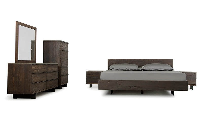 Queen Modrest Selma Modern Dark Aged Oak & Concrete Bedroom Set
