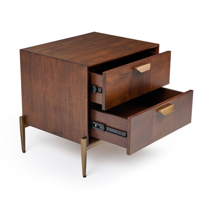 Modrest Shane - Modern Acacia & Brass Nightstand