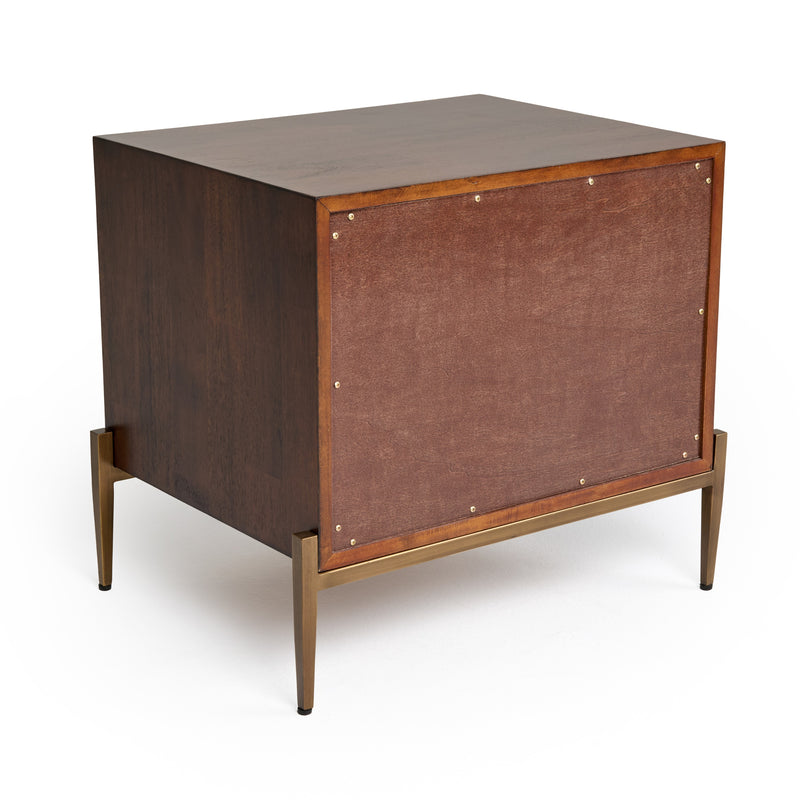 Modrest Shane - Modern Acacia & Brass Nightstand