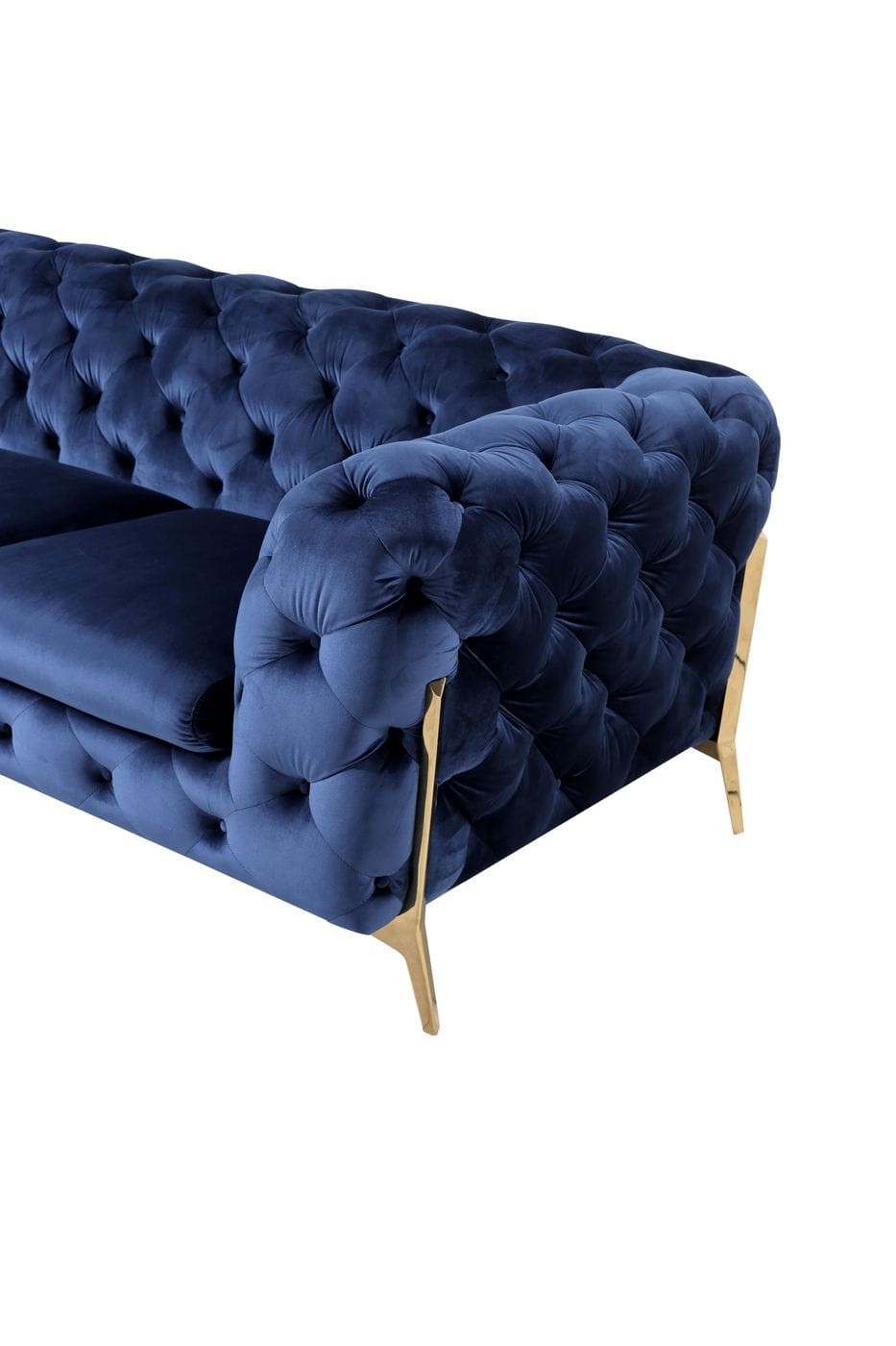 Divani Casa Sheila - Transitional Dark Blue Fabric Sofa