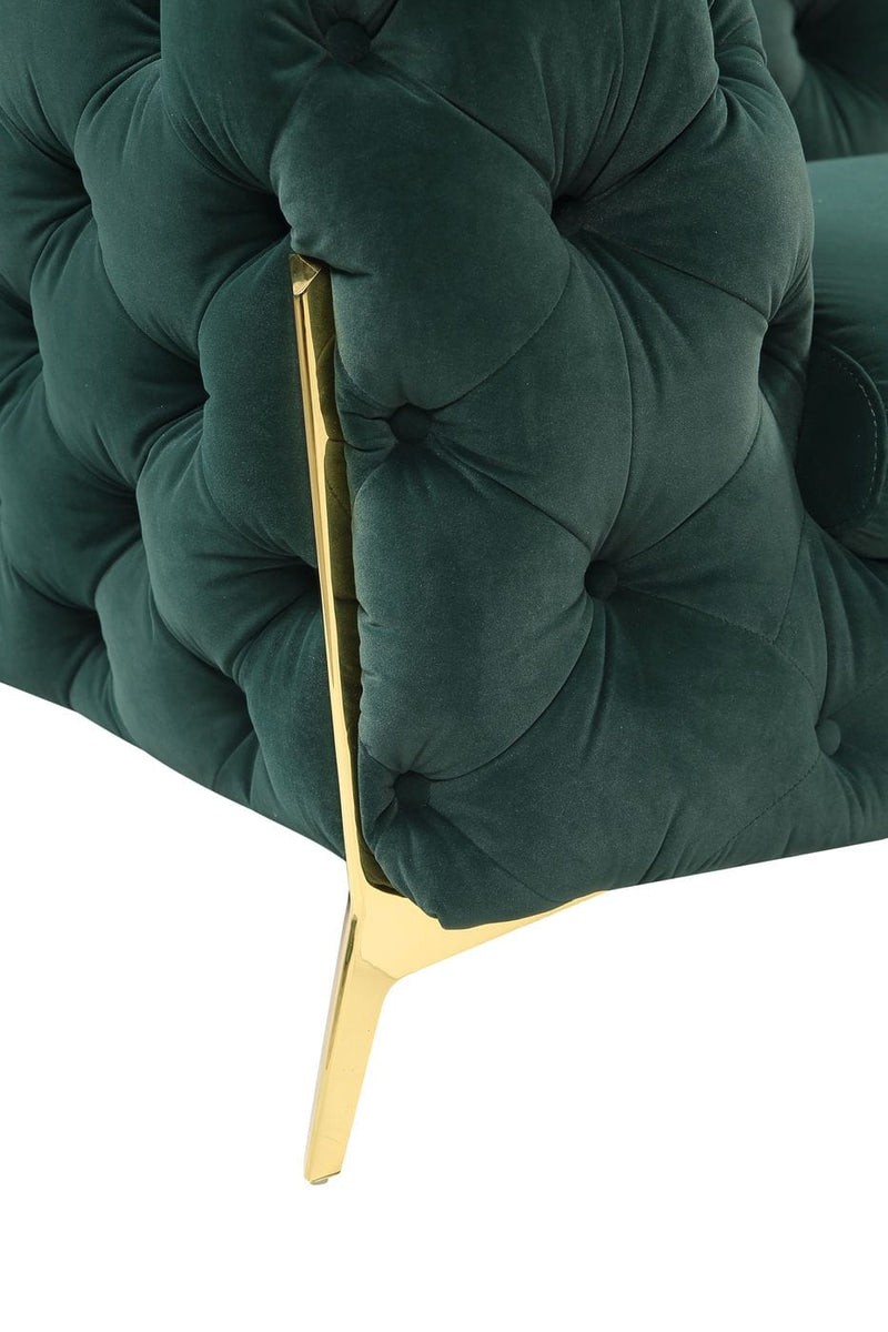 Divani Casa Sheila - Transitional Emerald Green Fabric Loveseat