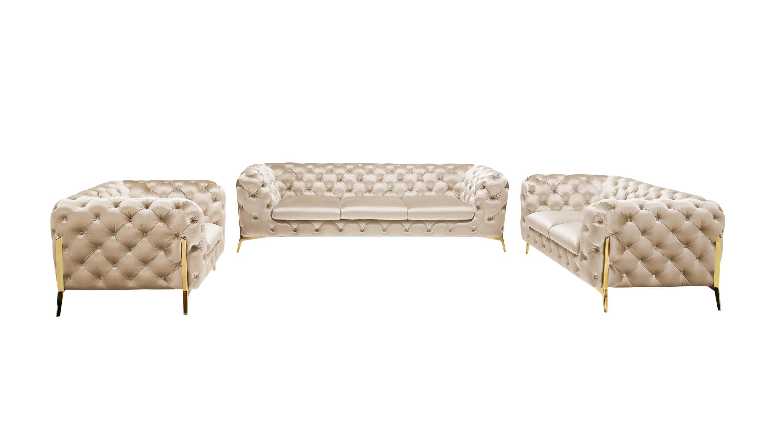 Divani Casa Sheila - Transitional Light Beige Fabric Sofa Set