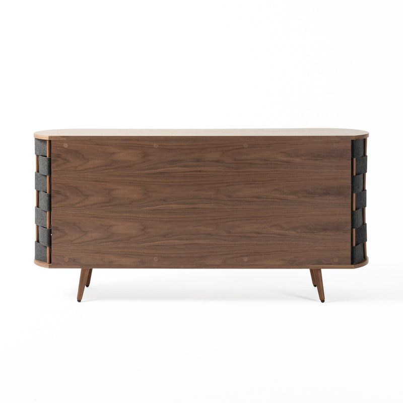 Modrest Sheridan - Mid-Century Modern Grey Fabric + Walnut Buffet