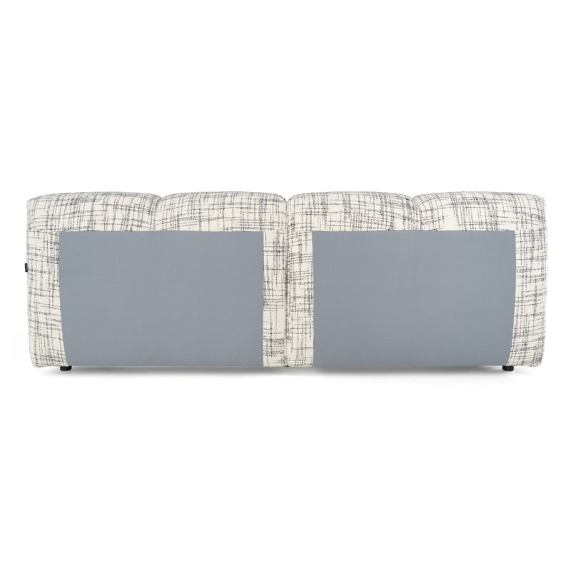 Eastern King Modrest Shiloh - Modern Off-White + Black Fabric Bed