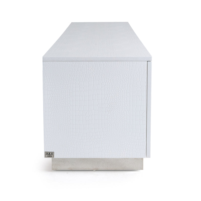 A&X Skyline Modern White Crocodile TV Stand