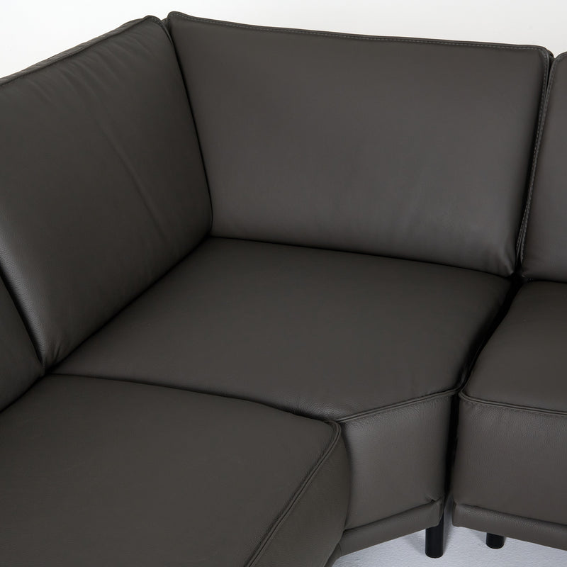 Lamod Italia Soho - Italian Left Facing Grey Nirvana Fume Leather Sectional Sofa