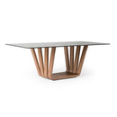 Modrest Solvang - Contemporary - Grey Glass + Walnut Rectangular Dining Table