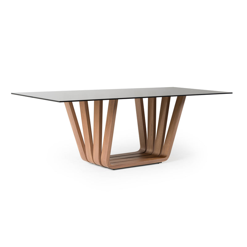 Modrest Solvang - Contemporary - Grey Glass + Walnut Rectangular Dining Table