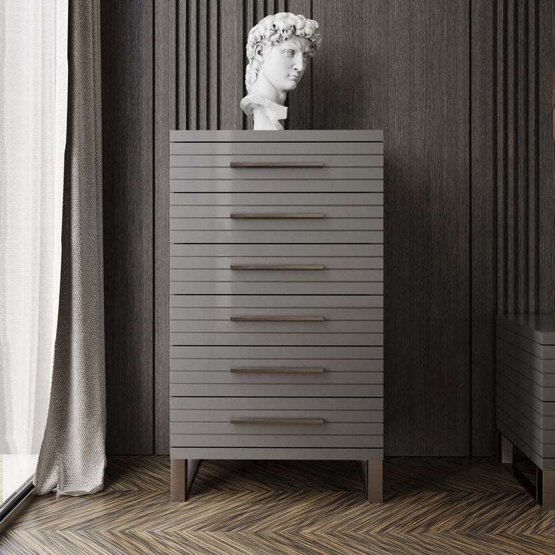Modrest Splendor - Grey High Gloss Slatted Chest