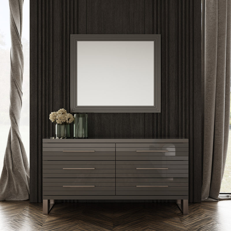 Modrest Splendor - Grey High Gloss Slatted MIrror