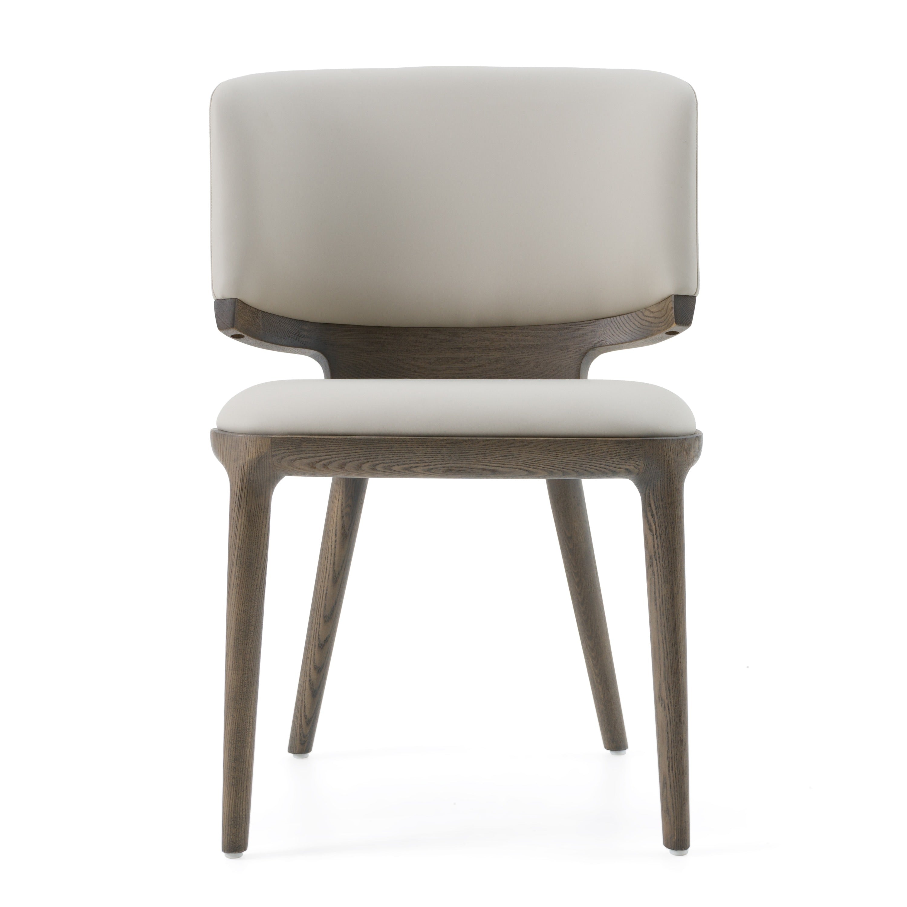 Modrest Stanley Contemporary Grey Leatherette and Grey Ash Set of 2 Dining Chair