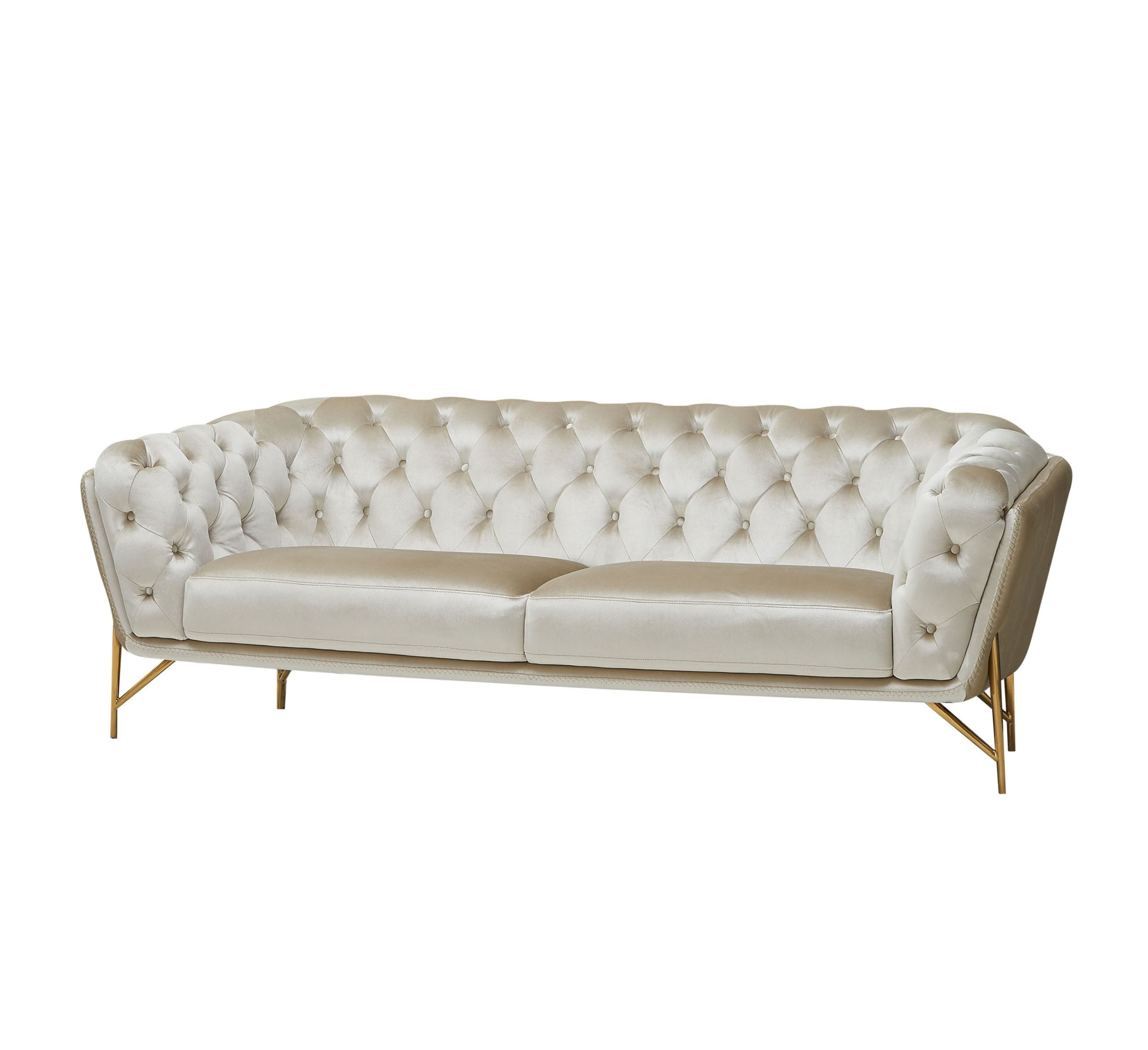 Divani Casa Stella - Transitional Beige Velvet Sofa