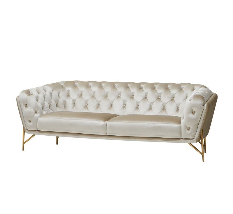 Divani Casa Stella - Transitional Beige Velvet Sofa
