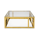 Modrest Stephen - Modern Glass & Gold Stainless Steel Square Coffee Table