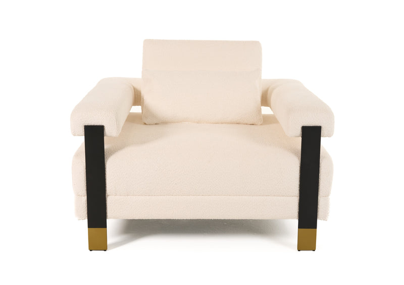 Divani Casa Stratford - Modern Off-White Fabric Accent Chair