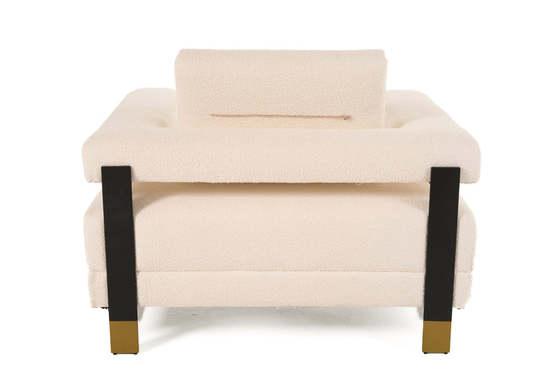 Divani Casa Stratford - Modern Off-White Fabric Accent Chair