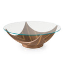 Modrest Sunrise - Contemporary Glass + Walnut Round Coffee Table