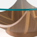 Modrest Sunrise - Contemporary Glass + Walnut Round Coffee Table