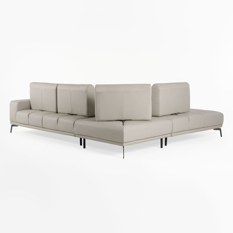 Lamod Italia Sunset - Contemporary Italian Grey Leather Left Facing Sectional Sofa