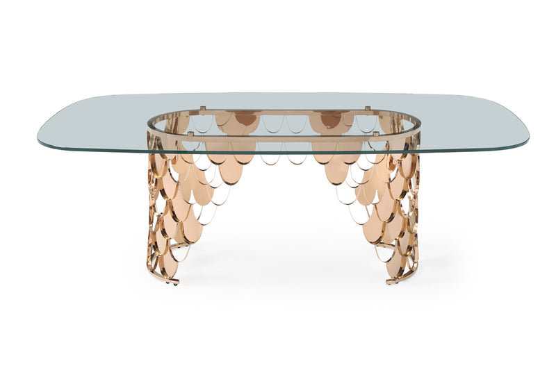Modrest Javier Modern Glass & Rosegold Dining Table