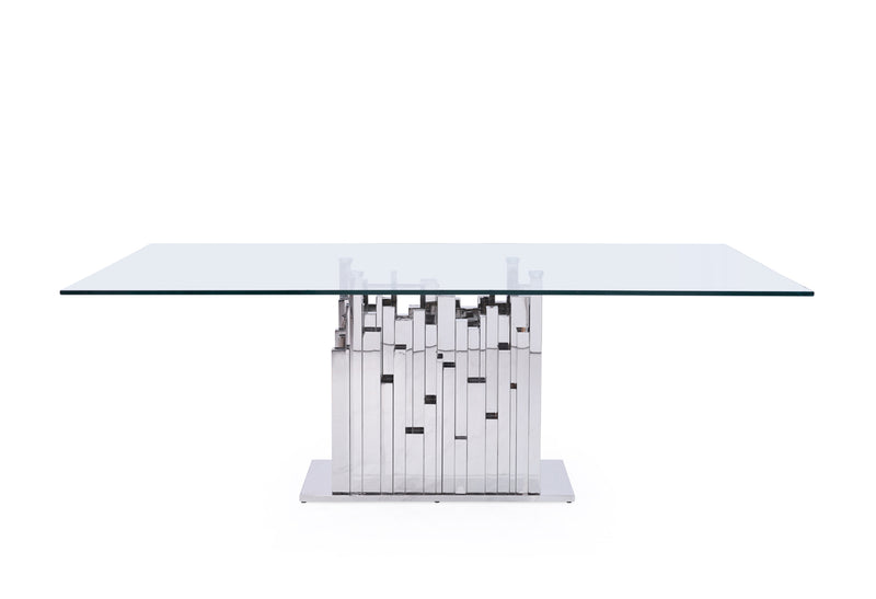 Modrest Edwin Modern Glass & Stainless Steel Dining Table
