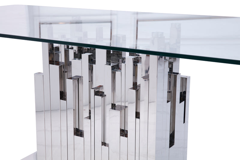 Modrest Edwin Modern Glass & Stainless Steel Dining Table