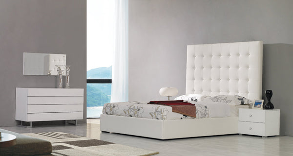 Modrest Lyrica - White Leatherette With Crystals Bed