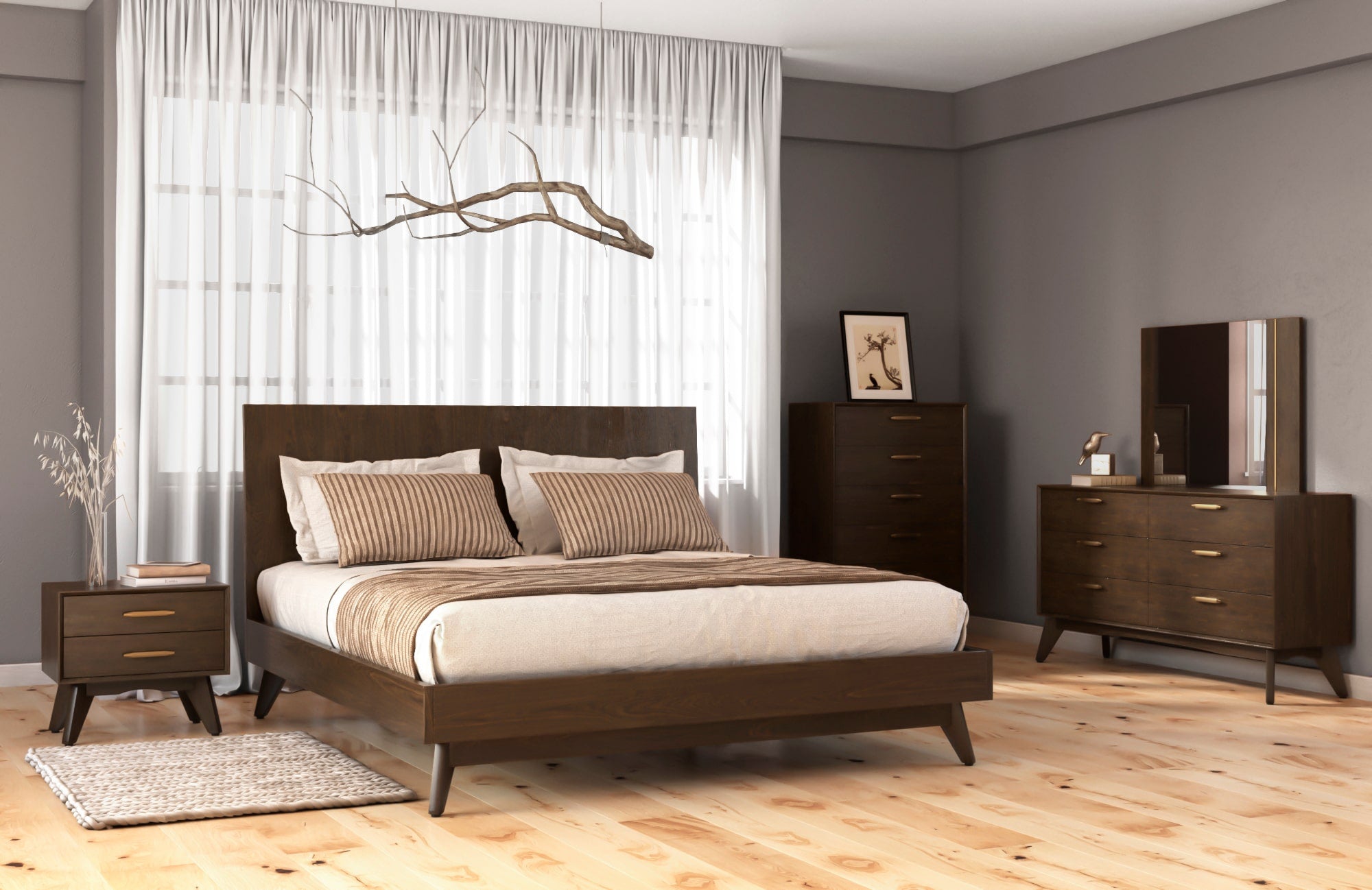 Modrest Novak Modern Dark Oak Nightstand
