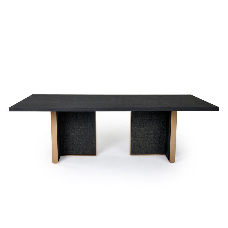 Modrest Tasha - Modern Black Ash + Brushed Gold Rectangular Dining Table