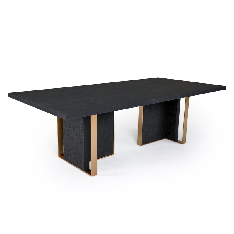 Modrest Tasha - Modern Black Ash + Brushed Gold Rectangular Dining Table
