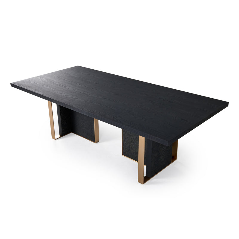 Modrest Tasha - Modern Black Ash + Brushed Gold Rectangular Dining Table