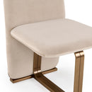 Modrest Tasha - Modern Light Beige Grey Velvet + Brushed Brass Dining Chair (Set of 2)