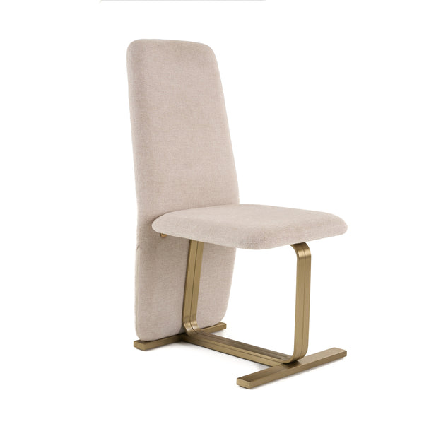 Modrest Tasha - Modern Beige Linen + Brushed Brass Dining Chair (Set of 2)