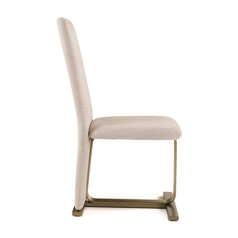 Modrest Tasha - Modern Beige Linen + Brushed Brass Dining Chair (Set of 2)