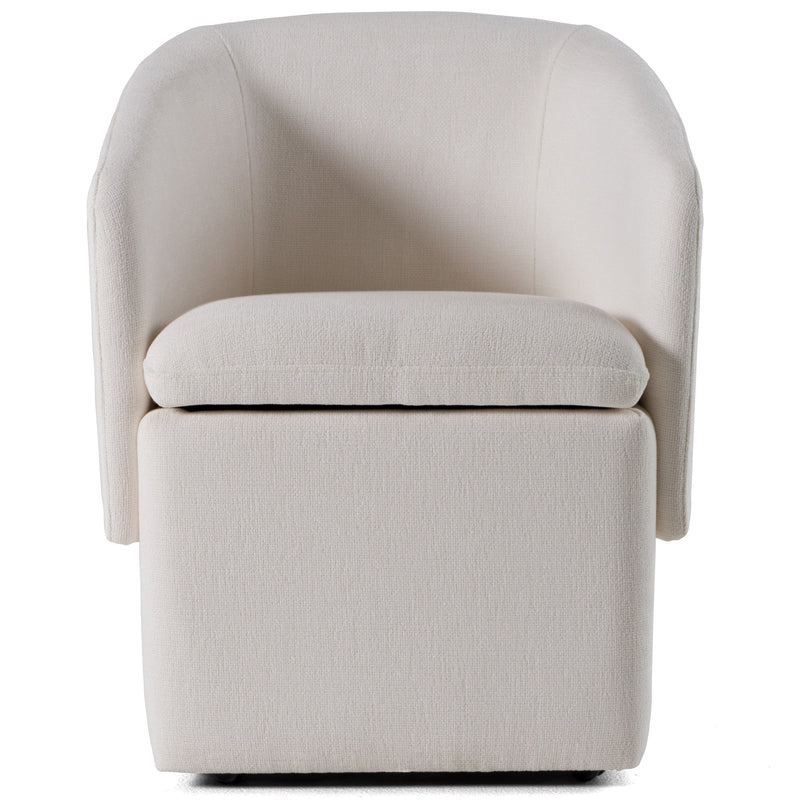 Modrest Tassell - Modern Ivory Fabric Dining Chair w/ Castor Wheels