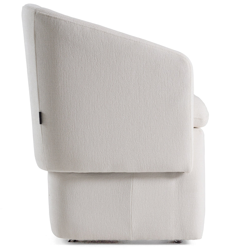 Modrest Tassell - Modern Ivory Fabric Dining Chair w/ Castor Wheels