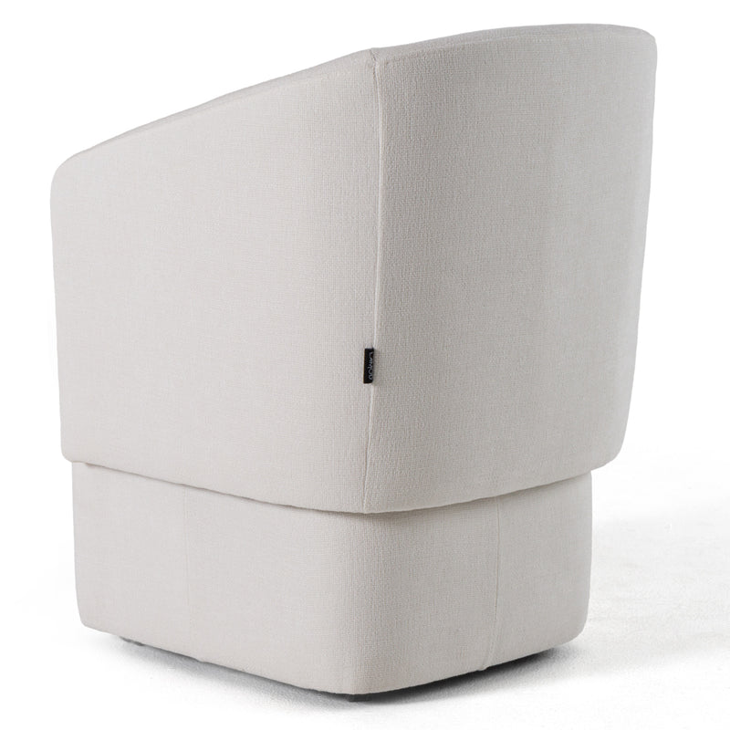 Modrest Tassell - Modern Ivory Fabric Dining Chair w/ Castor Wheels