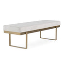 Modrest Tatum - Modern Off-White Fabric + Brass Dining Bench