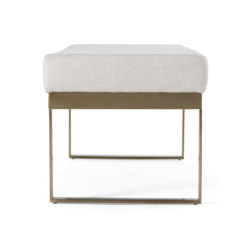 Modrest Tatum - Modern Off-White Fabric + Brass Dining Bench