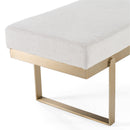 Modrest Tatum - Modern Off-White Fabric + Brass Dining Bench