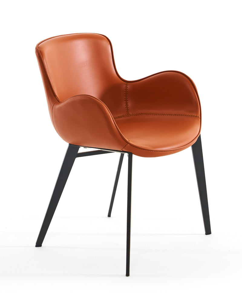 Modrest Tayla - Modern Cognac Eco-Leather Dining Chair