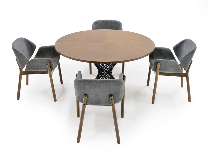 Modrest Theresa Modern Round Walnut & Black Table