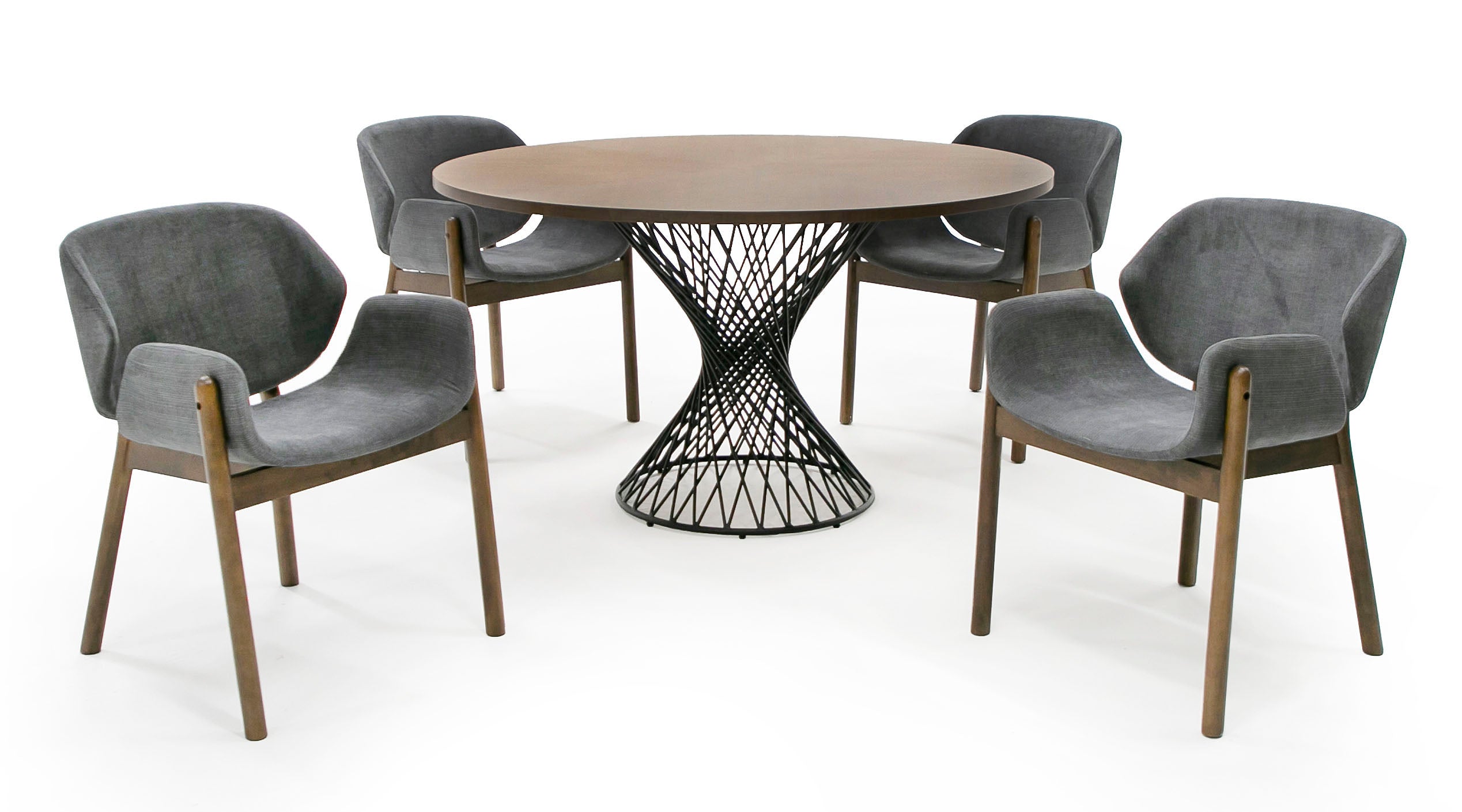 Modrest Theresa Modern Round Walnut & Black Table