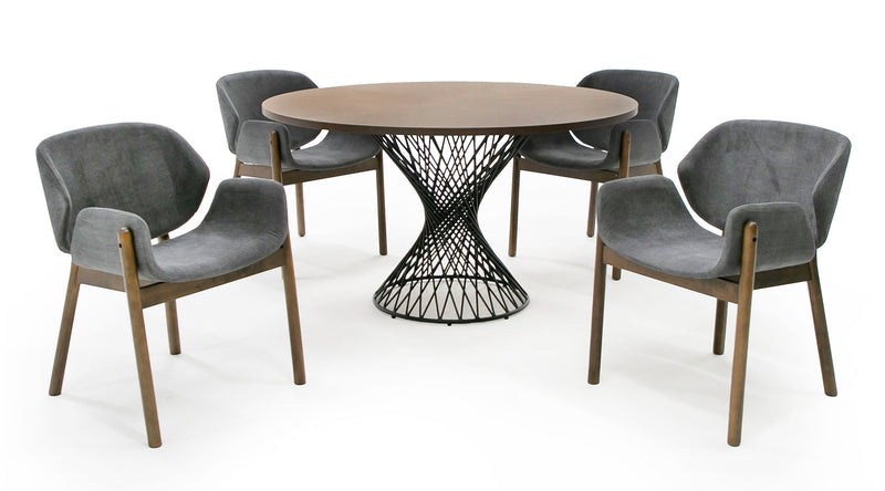 Modrest Theresa Modern Round Walnut & Black Table