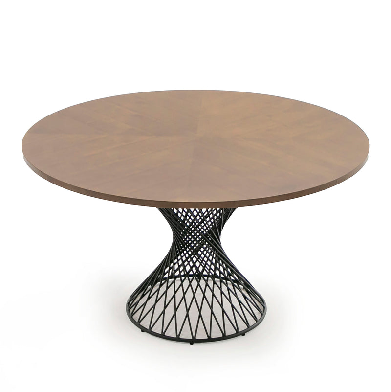 Modrest Theresa Modern Round Walnut & Black Table