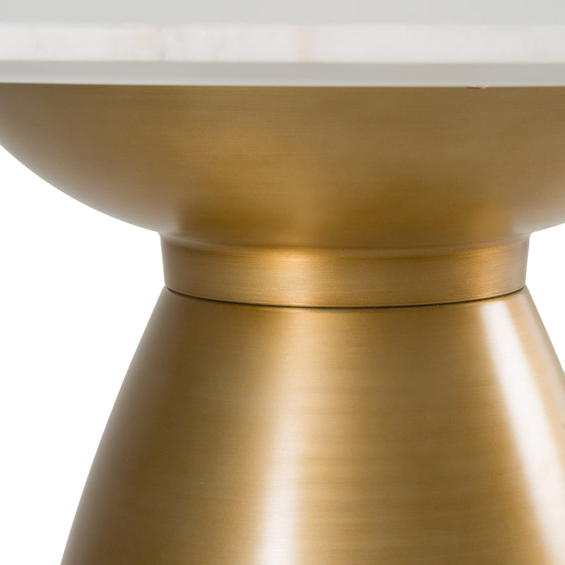 Modrest Tilly - Glam White Marble + Gold Round Dining Table